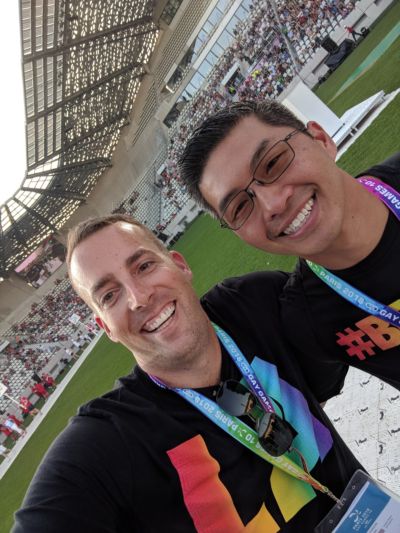 Hunter Johnson at gay olympics stadium