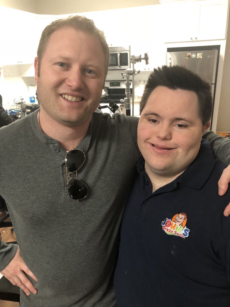 John's crazy socks behind the scenes with Derek Helwig